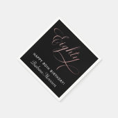80ste Verjaardag Party Roos Gold Script Gepersonal Servet (Hoek)