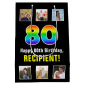 80ste verjaardag: Regenboog "80", aangepaste foto' Medium Cadeauzakje (Achterkant)