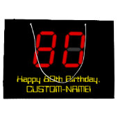 80ste verjaardag: Rode digitale klokstijl "80" + n Groot Cadeauzakje (Achterkant)