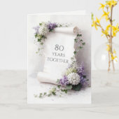 80ste verjaardag Rol met bloemrand Kaart (Gele Bloem)