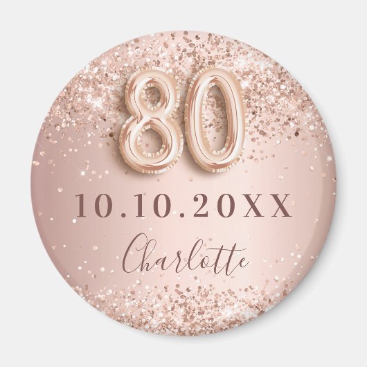 80ste verjaardag roos Gold Blush Save the Date Mag Magneet (Voorkant)