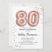 80ste verjaardag - Roos gouden ballonnen Kaart (Voorkant)