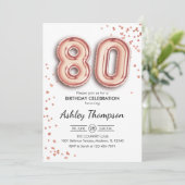 80ste verjaardag - Roos gouden ballonnen Kaart (Staand voorkant)