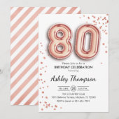 80ste verjaardag - Roos gouden ballonnen Kaart (Voorkant / Achterkant)