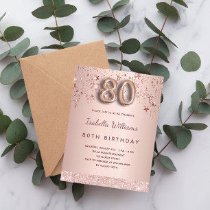 80ste verjaardag roos gouden zwarte sterren briefkaart
