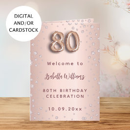 80ste verjaardag rose goud diamanten welkom menu