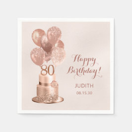 80ste verjaardag Roze Goud Kleurige Cake Servet