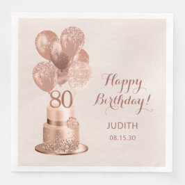 80ste verjaardag Roze Goud Kleurige Cake Servet