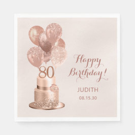 80ste verjaardag Roze Goud Kleurige Cake Servet