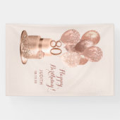 80ste verjaardag Roze Goud Kleurige Cake Spandoek (Horizontaal)