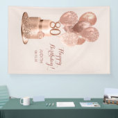80ste verjaardag Roze Goud Kleurige Cake Spandoek (Beurs)