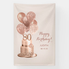 80ste verjaardag Roze Goud Kleurige Cake Spandoek