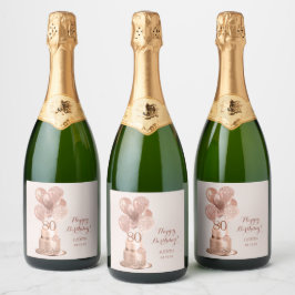 80ste verjaardag Roze Goud Kleurige Cake Sparkling Wijnetiket