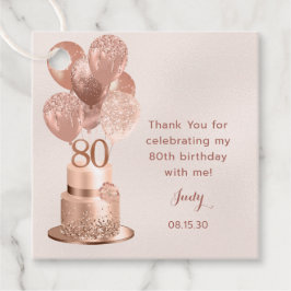 80ste verjaardag Roze Gouden Cake Bedankjes Labels