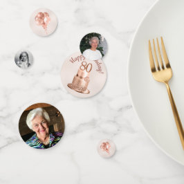80ste verjaardag Roze Gouden Cake Foto Confetti