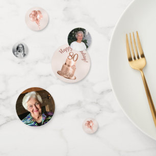 80ste verjaardag Roze Gouden Cake Foto Confetti