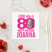80ste verjaardag roze look 80 aangepaste foto en n servet (Insitu)