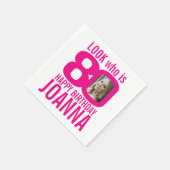 80ste verjaardag roze look 80 aangepaste foto en n servet (Hoek)