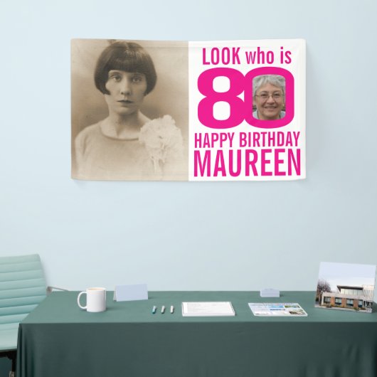 80ste verjaardag roze look 80 aangepaste foto nu d spandoek (Beurs)