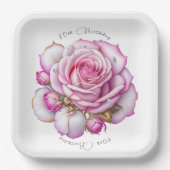 80ste verjaardag Roze rozen en sprankelende diaman Papieren Bordje (Voorkant)