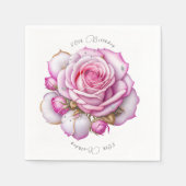 80ste verjaardag Roze rozen en sprankelende diaman Servet (Voorkant)