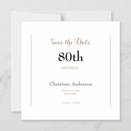 80ste verjaardag Save the Date Magnetische Uitnodiging (Voorkant)