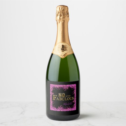 80ste verjaardag sparkling wijnetiket (Voorkant)