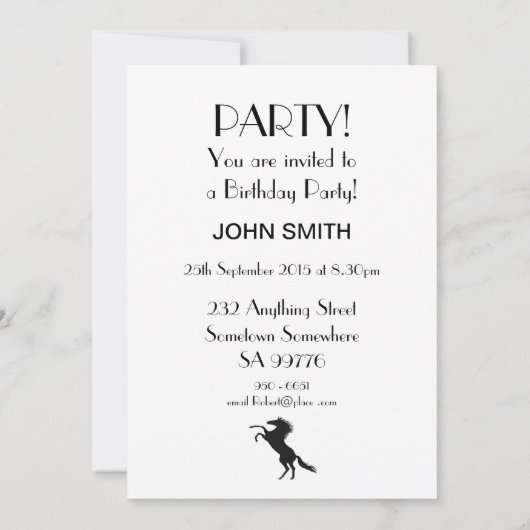 80ste verjaardag Spirit Horse Party uitnodiging (Achterkant)