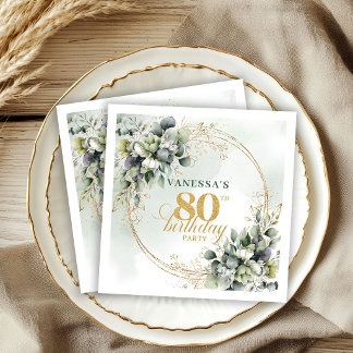 80ste verjaardag Stof Groen Boho Eucalyptus Servet