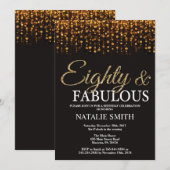 80ste verjaardag Tachtig en Fabulous Gouden Glitte Kaart (Voorkant / Achterkant)