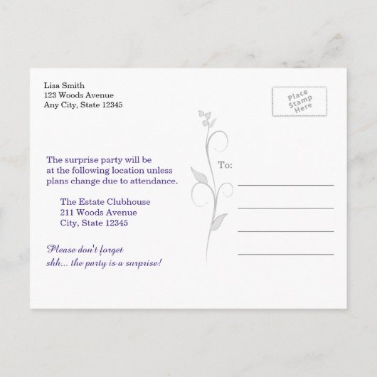 80ste verjaardag Uitnodiging Briefkaart (Achterkant)