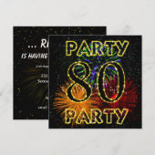 80ste verjaardag uitnodiging met vuurwerk (Voorkant / Achterkant)