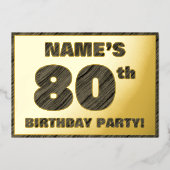 80ste verjaardag van de geboorte — Vette, houten g Folie Uitnodiging (Voorkant)