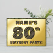 80ste verjaardag van de geboorte — Vette, houten g Folie Uitnodiging (Staand Voorkant)