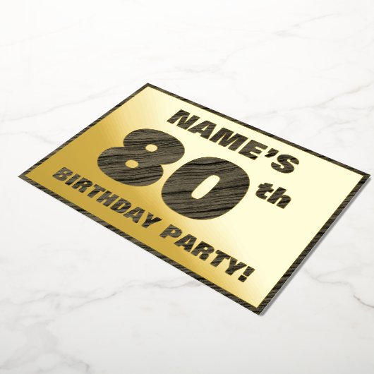 80ste verjaardag van de geboorte — Vette, houten g Folie Uitnodiging (Gedraaid)