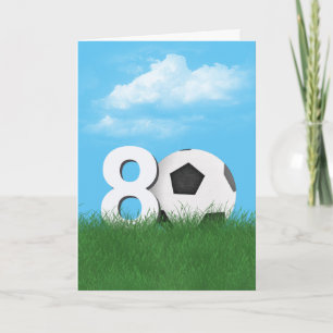 80ste verjaardag Voetbal in Green Grass Kaart