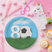 80ste verjaardag Voetbal in Green Grass Papieren Bordje (Feest)