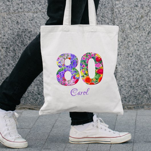 80ste verjaardag Vriendschap Gift – Bloemennaam 80 Tote Bag