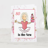 80ste verjaardag Vrouwelijke Cartoon Grappig Zoet Kaart (Voorkant)