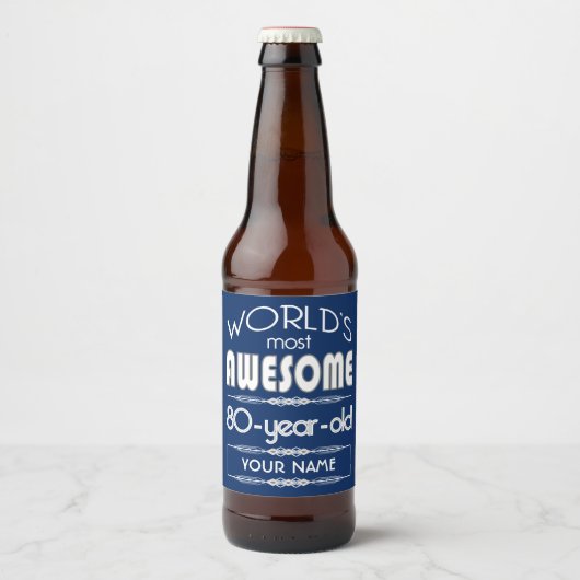 80ste verjaardag werelden Best Fabulous donkerblau Bier Etiket (Voorkant)