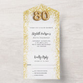 80ste verjaardag witgouden feest RSVP All In One Uitnodiging (Binnen)