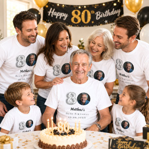 80ste verjaardag zilveren foto t-shirt