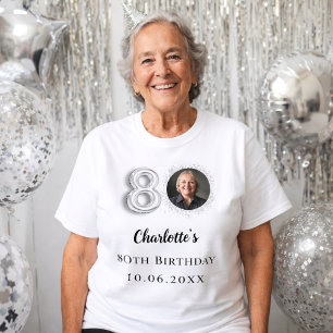 80ste verjaardag zilveren foto t-shirt