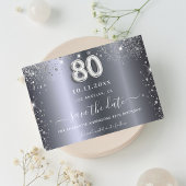 80ste verjaardag zilveren glitters elegant save the date