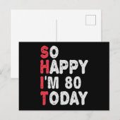 80ste verjaardag Zo blij dat ik vandaag 80 ben Fun Briefkaart (Voorkant / Achterkant)
