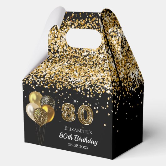 80ste verjaardag zwart goud glitter leopard bedank bedankdoosjes (Achterkant)