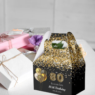 80ste verjaardag zwart goud glitter leopard bedank bedankdoosjes