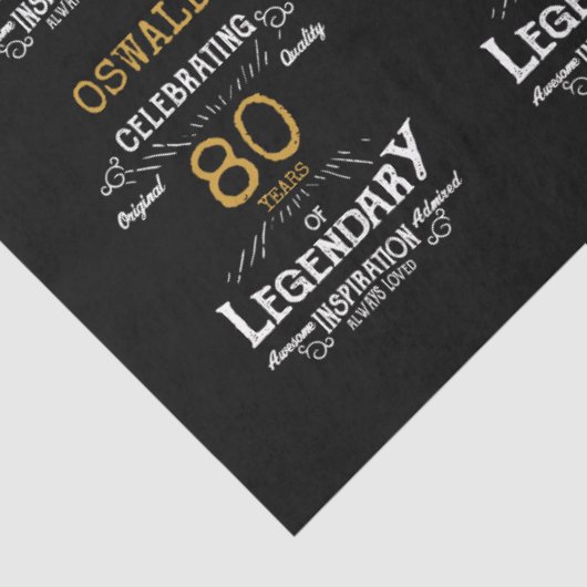 80ste verjaardag zwart goud legendarische retro tissuepapier (Detail)