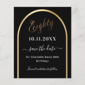 80ste verjaardag zwart gouden boog budget save the flyer (Voorkant)
