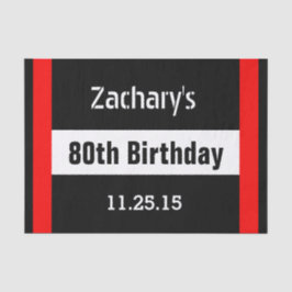 80ste Verjaardag Zwart met Rood Lijst Custom A01E1 Tissuepapier